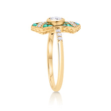 Load image into Gallery viewer, Antique Style Emerald &amp; Diamond Ring