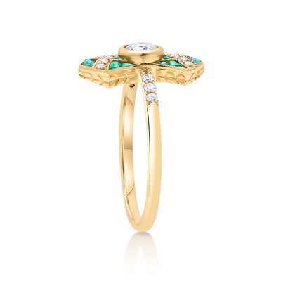 Antique Style Emerald & Diamond Ring