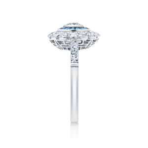 Art Deco Sapphire & Diamond Platinum Engagement Ring