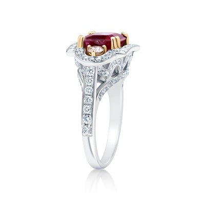 Emerald Cut Ruby & Diamond Ring