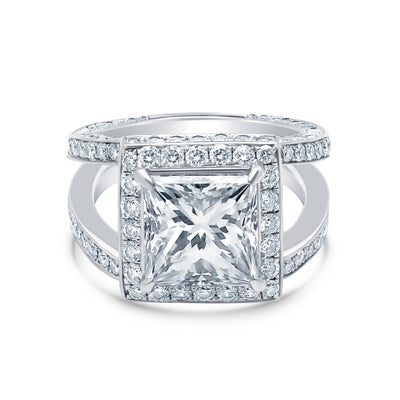 3.32 Carat H VS2 Princess Cut Diamond Engagement Ring