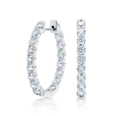 10 CTTW G VS Diamond Inside Outside Hoop Earrings