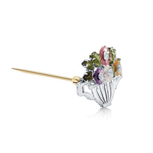 Load image into Gallery viewer, 1940&#39;s Floral Diamond &amp; Enamel Pin