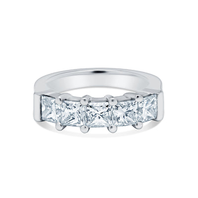 2.00 cttw Princess Cut Five Stone Platinum Wedding Band