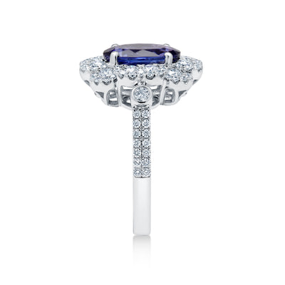hyderHalo Style Tanzanite Engagement Ring