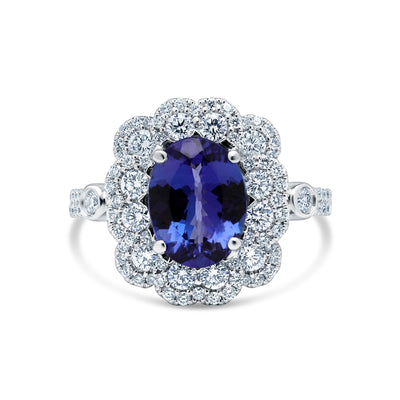 hyderHalo Style Tanzanite Engagement Ring