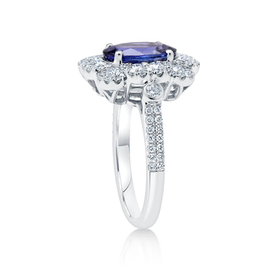hyderHalo Style Tanzanite Engagement Ring