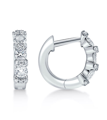 Petite Diamond Hoop Earrings in 14k