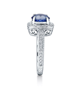 2.57 Carat Sapphire & Diamond Platinum Engagement Ring