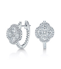 Load image into Gallery viewer, Floral Motif Diamond Hoop Earrings
