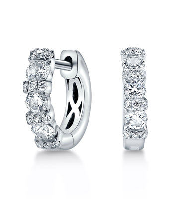 Petite Diamond Hoop Earrings in 14k