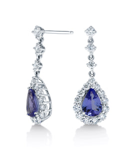 Dangly Tanzanite & Diamond Earrings