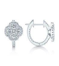 Load image into Gallery viewer, Floral Motif Diamond Hoop Earrings