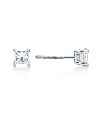 0.55 Carat Total Weight Princess Cut Studs