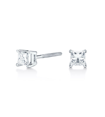 0.55 Carat Total Weight Princess Cut Studs
