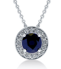 Load image into Gallery viewer, Sapphire and Diamond Halo Necklace