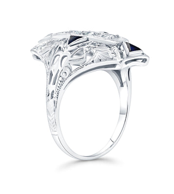 Art Deco Diamond & Sapphire Ring