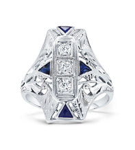 Load image into Gallery viewer, Art Deco Diamond &amp; Sapphire Ring