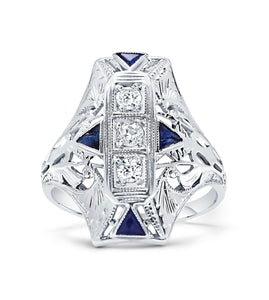 Art Deco Diamond & Sapphire Ring