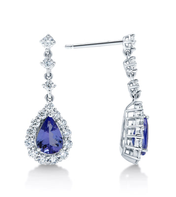 Dangly Tanzanite & Diamond Earrings