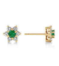 Load image into Gallery viewer, Emerald &amp; Diamond Earrings