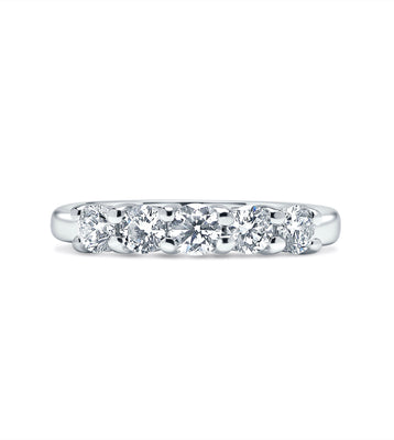 1.00 cttw Five Stone Platinum & Diamond Band