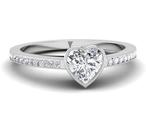 Bezel Set Heart Shaped Diamond Engagement Ring Mounting