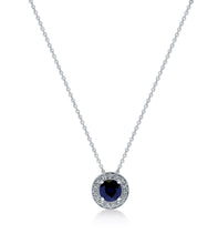 Load image into Gallery viewer, Sapphire and Diamond Halo Necklace