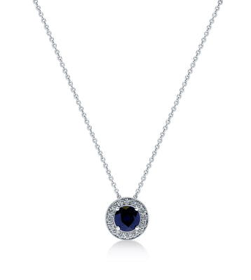 Sapphire and Diamond Halo Necklace