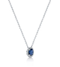 Load image into Gallery viewer, Sapphire &amp; Diamond Halo Necklace