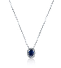 Load image into Gallery viewer, Sapphire &amp; Diamond Halo Necklace