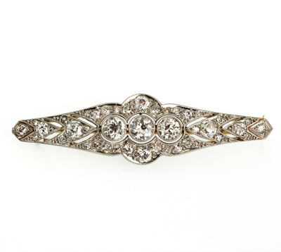 Circa 1900 Brooch with 2.43 carats in Old European Cut Diamonds