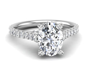 Micropave Engagement Ring Mounting for Oval Cut Diamond