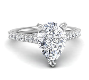 Micropave Engagement Ring Mounting for Pear Cut Diamond