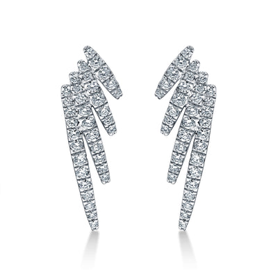 Four Row Diamond Stud Earrings