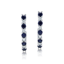 Load image into Gallery viewer, Diamond &amp; Sapphire Hoops