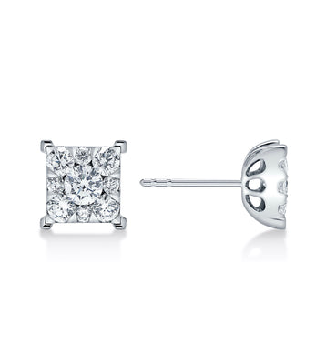 1.50 Carat Diamond Stud Cluster Style Earrings