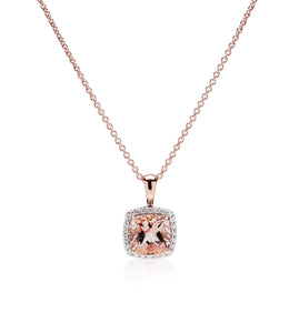 Morganite & Diamond Halo Necklace