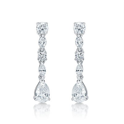 Dangly Multi Shape Diamond Earrings