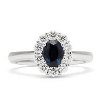 Load image into Gallery viewer, Sapphire &amp; Diamond Halo ring