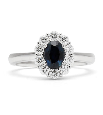 Sapphire & Diamond Halo ring