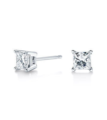 2/3 CTTW Princess Cut Diamond Studs