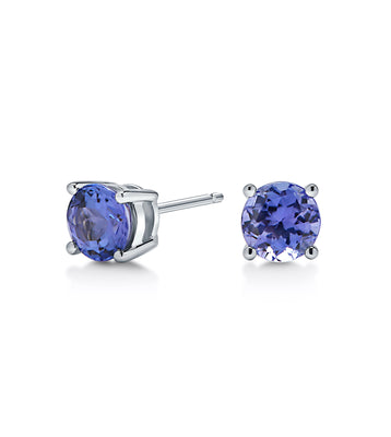2 CTTW Tanzanite Stud Earrings