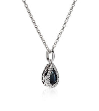 Load image into Gallery viewer, Pear Sapphire &amp; Diamond Halo Necklace