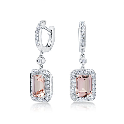 Morganite & Diamond Halo Earrings