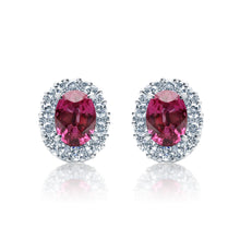 Load image into Gallery viewer, Ruby &amp; Diamond Halo Earrings