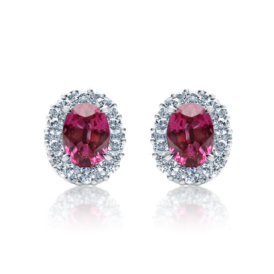 Ruby & Diamond Halo Earrings
