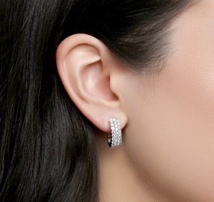 1.64 cttw Diamond Pave Hoop Earrings