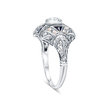 Load image into Gallery viewer, Art Deco Diamond &amp; Sapphire Engagement Ring
