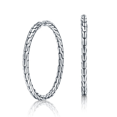 John Hardy Carved Chain Medium Hoop Earring